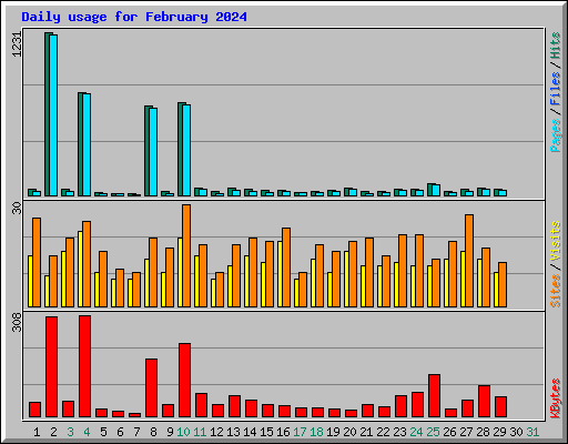 Daily usage for February 2024