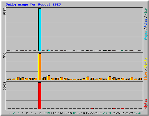 Daily usage for August 2025