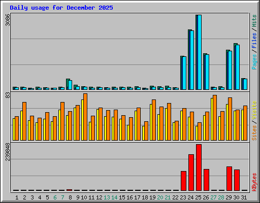 Daily usage for December 2025